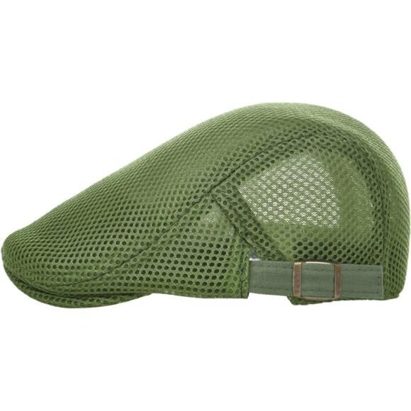 Men Breathable Mesh Summer Hat Adjustable Newsboy Beret Ivy Cabbie Flat Cap - Picture 2 of 7